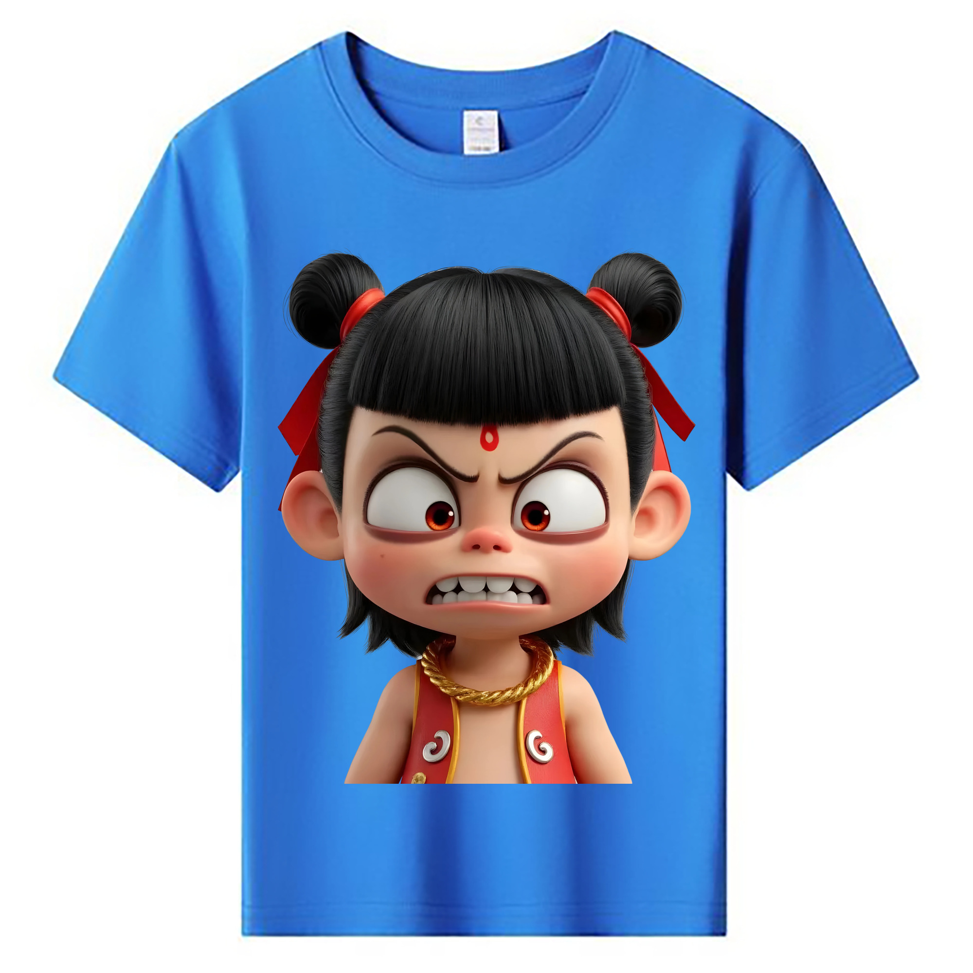 （画像用） Ne Zha 2 ナタ 魔童の大暴れ 綿100％キッズTシャツ（フロントプリント）